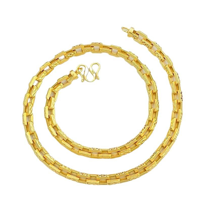 Jewelry 24K Gold Filled Jewelry Kajia Sifang Men's and Women's Necklace Ring Buckle Chain Fashion Accessories One Piece Dropshipping