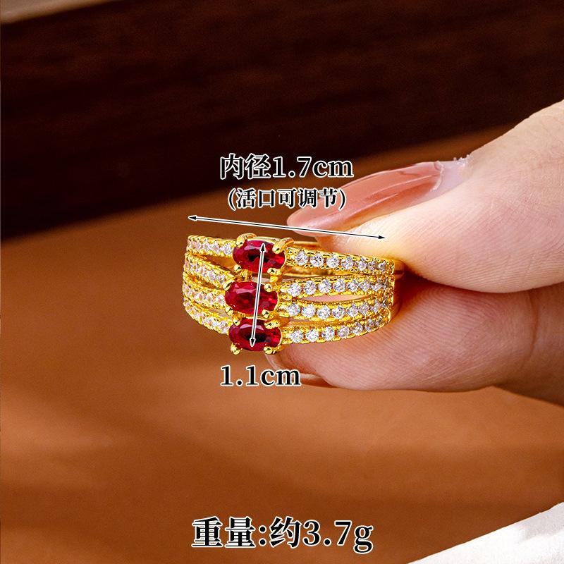 Gold-filled Index Finger Ring Luxurious Design Zircon Inlaid Line Open Ring Female Temperament Long-lasting Color Hand Jewelry dainty ring (L121) high quality fashion jewelry unique design