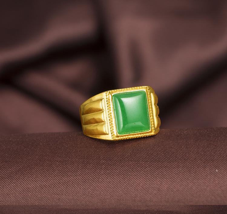 24K Gold Plated Accessories Exaggerated Rich Gold Agate Ring Adjustable Men's Ring Wedding Gold Jewelry (L118) unique design