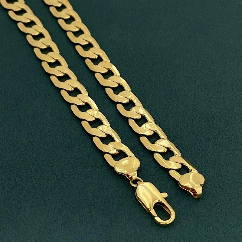 24K Gold Filled Vacuum Electroplating 10MM One-to-One Unisex Necklace Universal Geometric Hot Sale (L083)