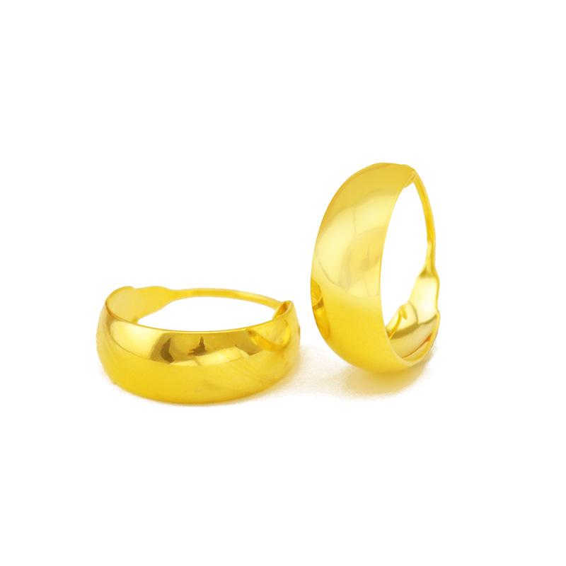 Street Vendor Gold Filled Jewelry Wholesale Sand Gold Filled Imitation Gold Vintage Smooth Surface Wide Earrings for Moms Direct Supply
