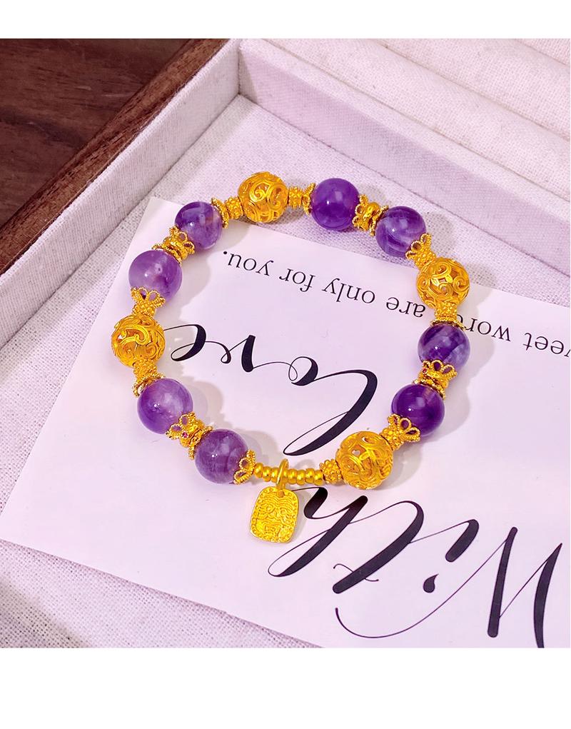 Gold-filled Amethyst Wisteria Bracelet for Women, Light Luxury, High-End Feel, Versatile Hydrangea Yellow God of Wealth Bracelet, Copper Gold-filled Jewelry popular gift elegant daily wear arpurraina money attraction bracelet unisex charm unique design