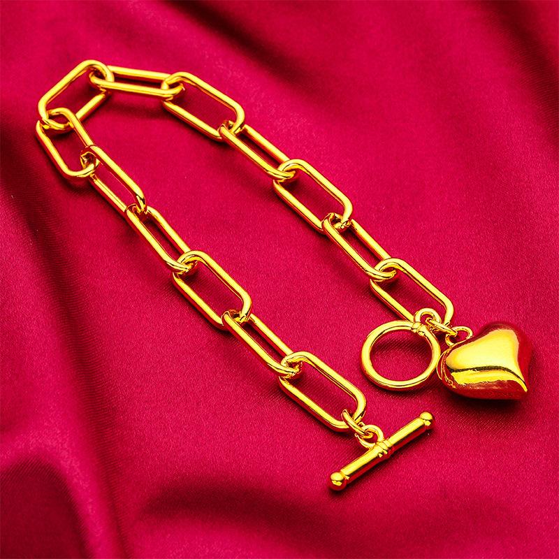 24K Gold Filled Women's Fashion Heart Bracelet (L063) Jewelry Wholesale Factory Live Streaming Dropshipping Elegant Design unique design