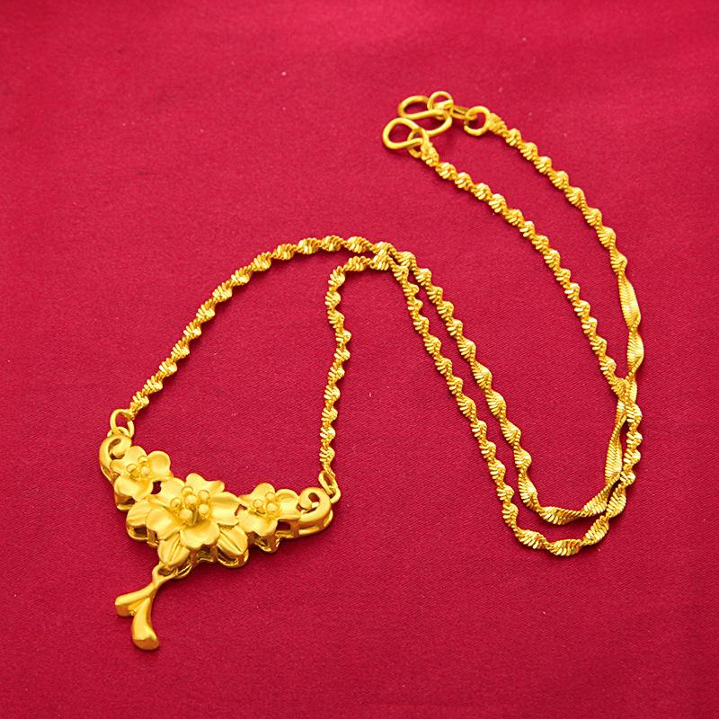 24K Gold Filled Vintage Flower thicker Gold Filled Jewelry Set - Elegant Copper Necklace for Women Wedding Ethnic Design