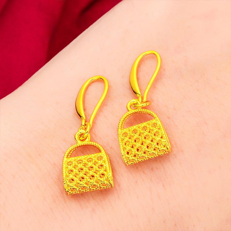 Gold Filled Women's Fashion Earrings(L088) Bag Earrings Gold Filled Jewelry Coin Earrings Original Design Versatile Accessories for Various Settings