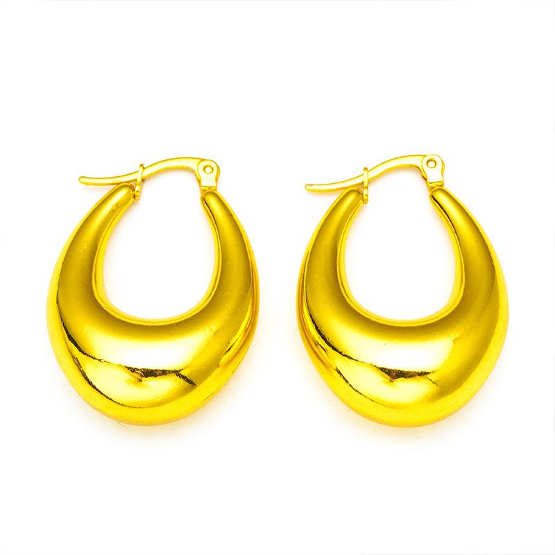 Gold Filled Women's Hip Hop U-shaped Style Earrings Jewelry Wholesale Hollow Earrings Daily Gift