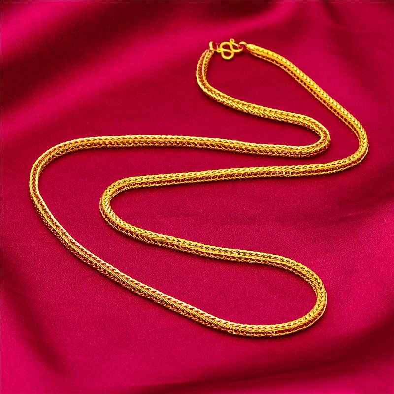 Gold Filled Wide Edge 60cm Long Necklace Boss Braided Caterpillar Necklace Wholesale Jewelry