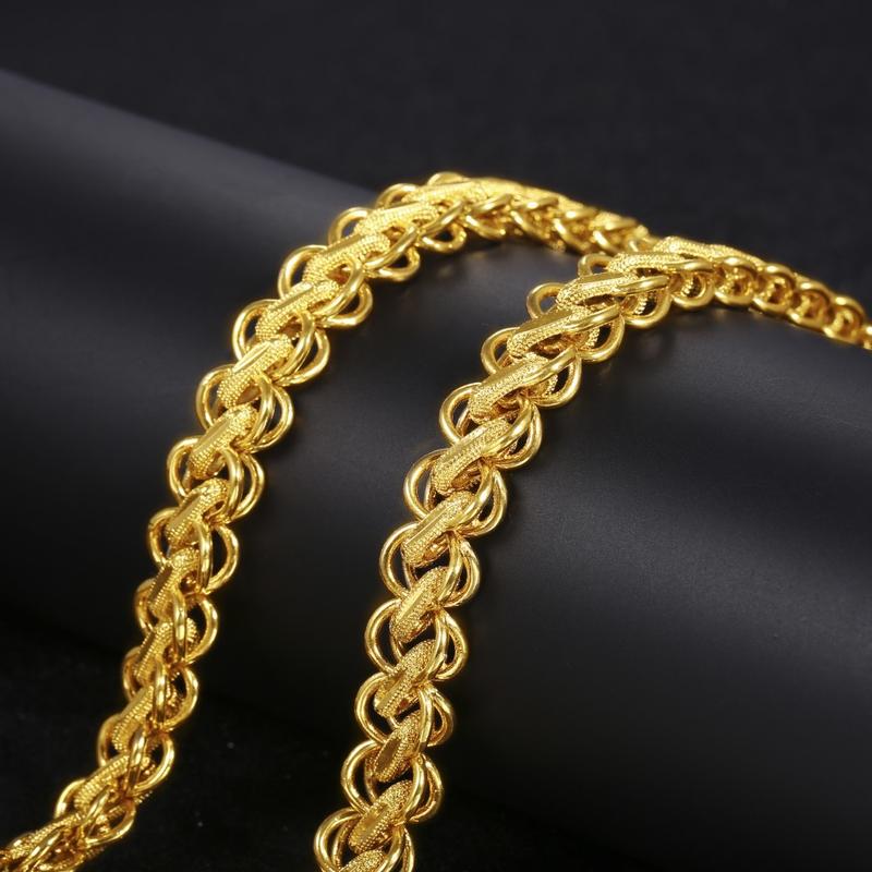 Large Thai Chain 24K Gold Filled Imitation Gold Domineering Thai Necklace 10m15m20m Fashion All-Matching Jewelry