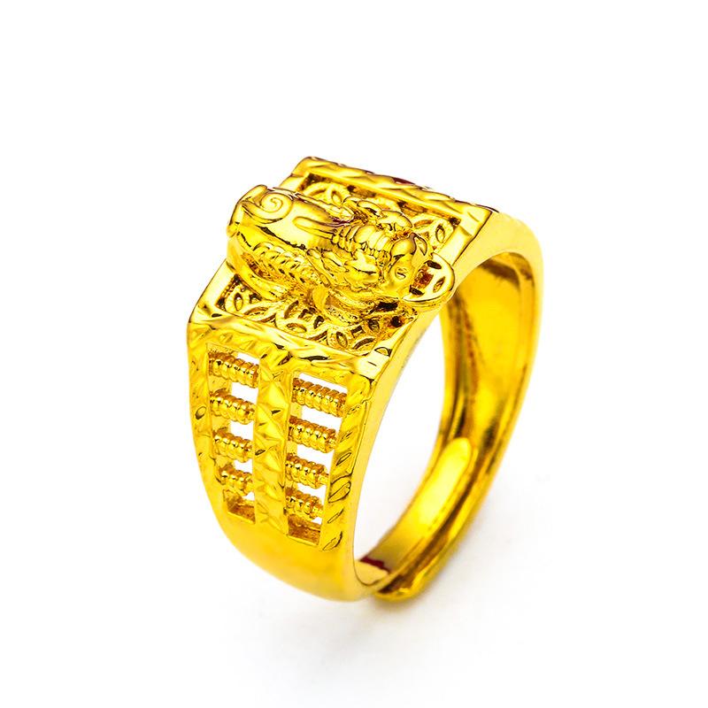 money attraction ring Gold Filled Men's Domineering Coin Pixiu Ring 24K Pixiu Design Copper Material for Live Streaming & Dropshipping Jewelry L105 daily gift birthday gift unique design