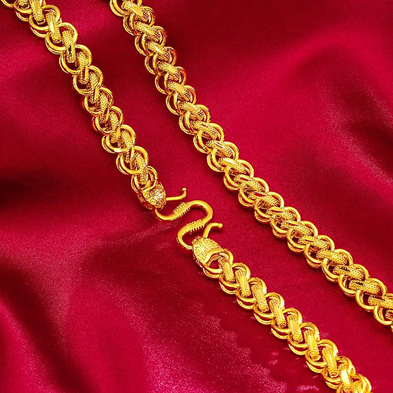 Gold Filled Men's Necklace Thai Chain Ethnic Style Brass Gold-filled Jewelry 12mm bold  necklace men hiphop jewelry (L125) unique design