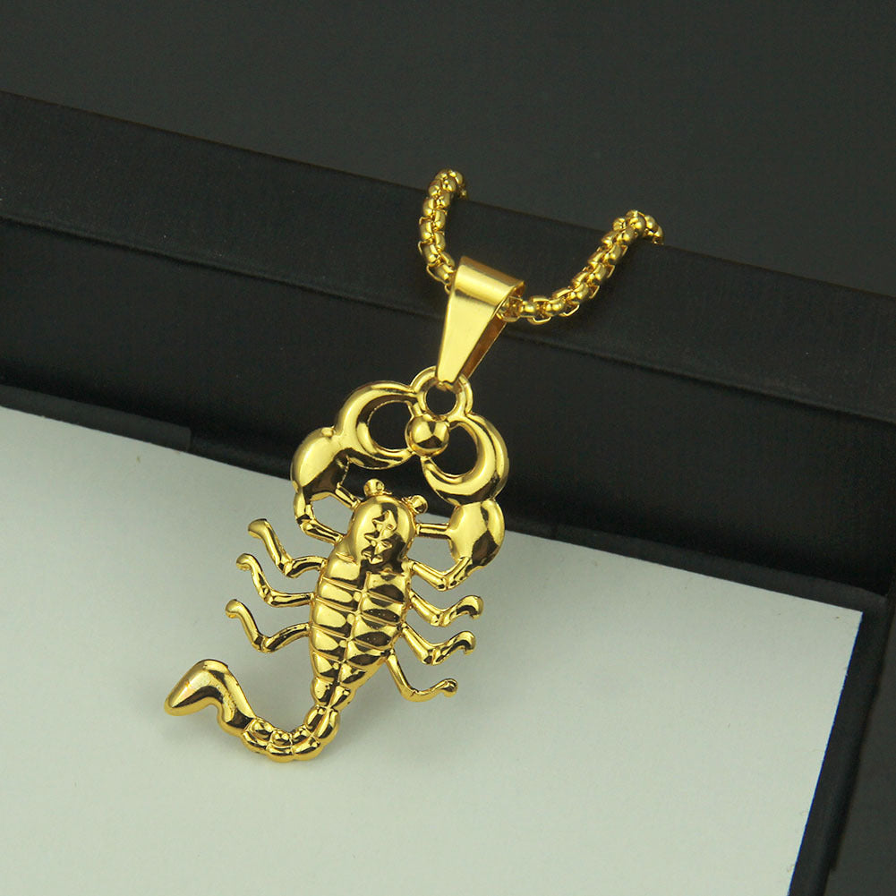 Hip-Hop Exaggerated Jewelry 18K Gold Smooth Scorpion Pendant Necklace Men's Rock Rap Pendant Women's Rock Rap Pendant Scorpion