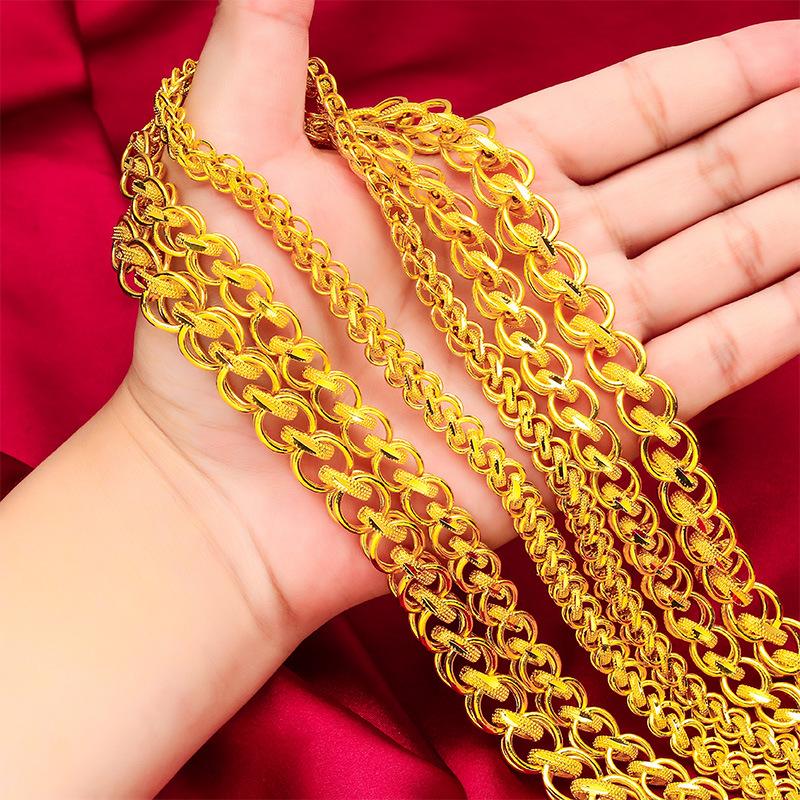 Gold Filled Men's Necklace Thai Chain Ethnic Style Brass Gold-filled Jewelry 12mm bold  necklace men hiphop jewelry (L125) unique design