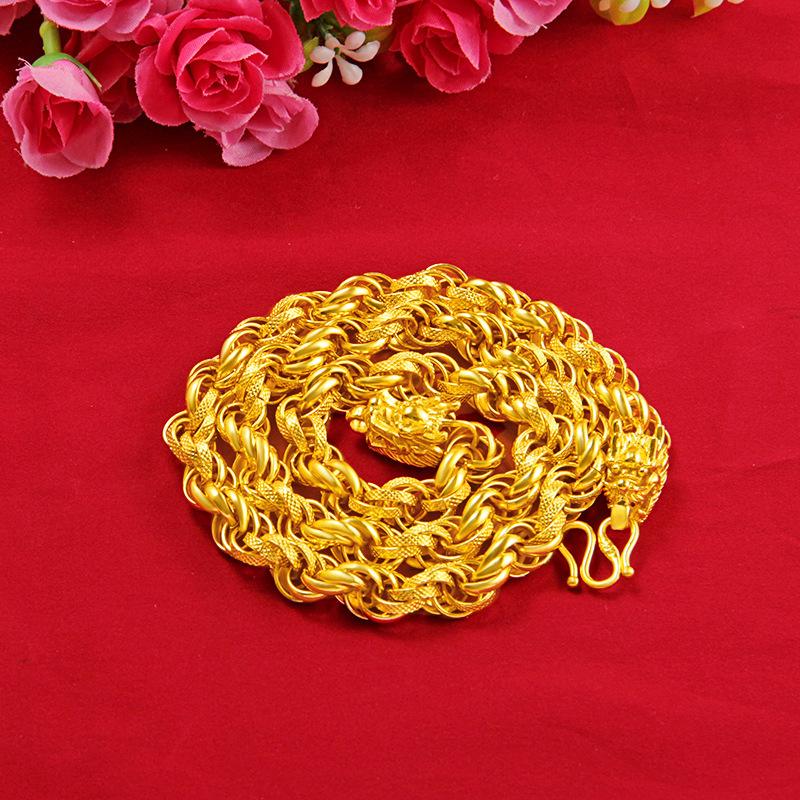 Gold Filled Braided Faucet Necklace for Men Bold Imitation Gold New Vietnamese Sand Gold Necklace Popular E-commerce Item for Men and Women