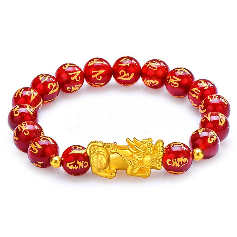 money attraction bracelet Gold Filled Pixiu Bracelet for Men and Women Imitation Gold Pixiu Obsidian Bracelet Copper Material Elegant Design Online Wholesale Women's Jewelry high  appearance  bracelet unique design