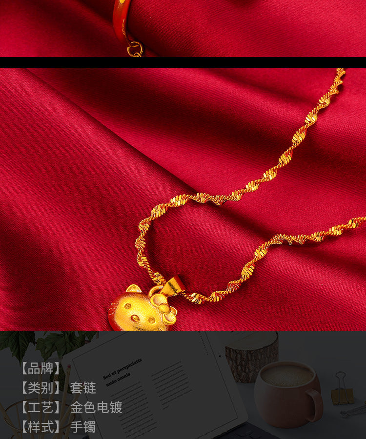 Chain Set Vietnam Sand Gold Imitation Gold Jewelry Lucky Cat Pendant Necklace Pendant for Women Manufacturer Wholesale Dropshipping
