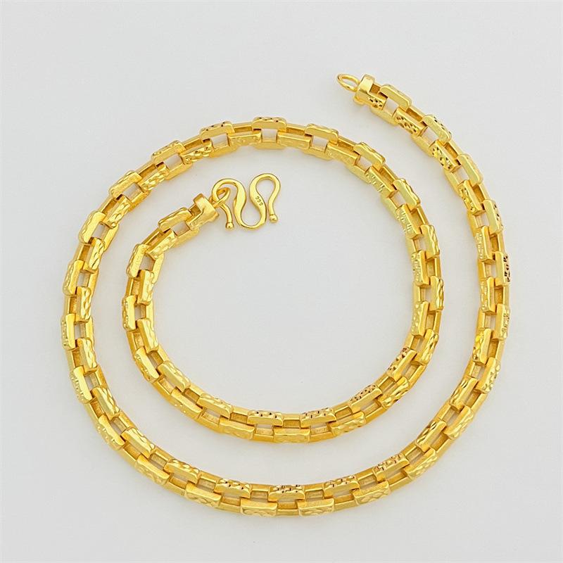 Jewelry 24K Gold Filled Jewelry Kajia Sifang Men's and Women's Necklace Ring Buckle Chain Fashion Accessories One Piece Dropshipping