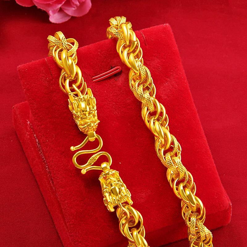 Gold Filled Braided Faucet Necklace for Men Bold Imitation Gold New Vietnamese Sand Gold Necklace Popular E-commerce Item for Men and Women