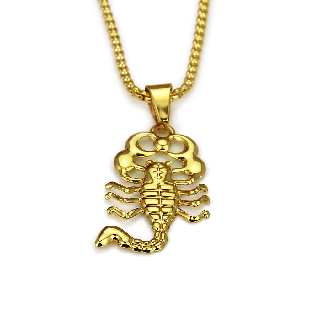 Hip-Hop Exaggerated Jewelry 18K Gold Smooth Scorpion Pendant Necklace Men's Rock Rap Pendant Women's Rock Rap Pendant Scorpion