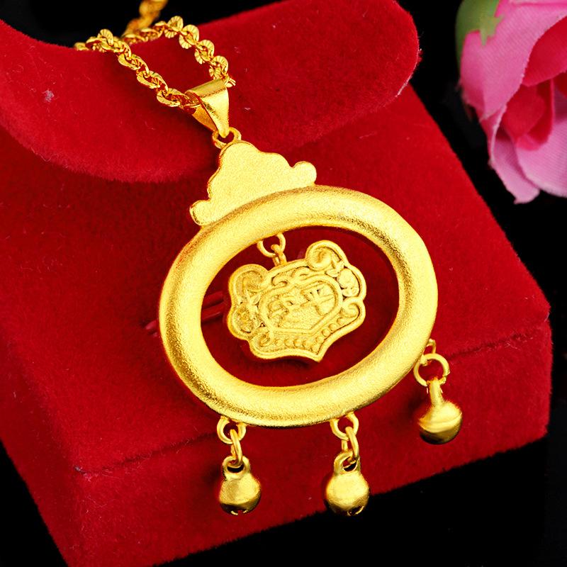24K Gold Filled Jewelry Peace Lock Necklace Lover's Gift Longevity Lock Pendant