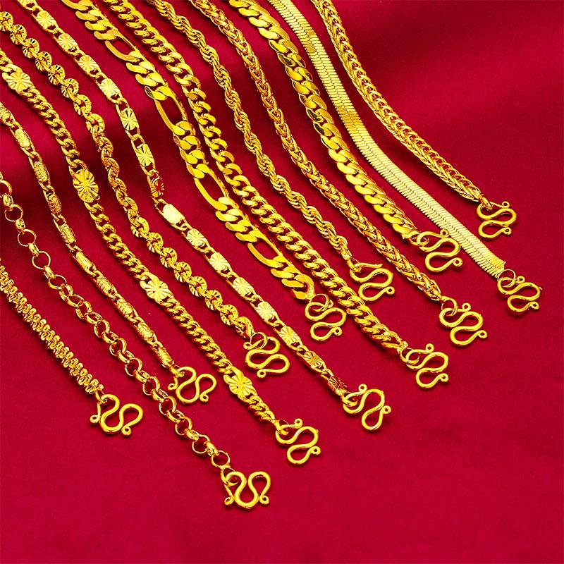 Gold Filled Wide Edge 60cm Long Necklace Boss Braided Caterpillar Necklace Wholesale Jewelry