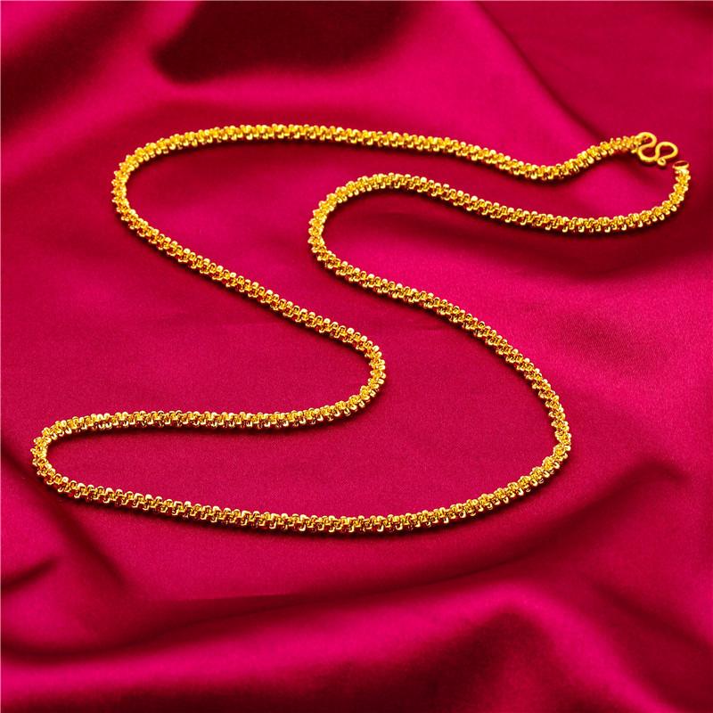Gold Filled Wide Edge 60cm Long Necklace Boss Braided Caterpillar Necklace Wholesale Jewelry
