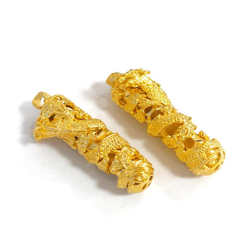 Men's Gold-Plated Large Dragon Pillar Pendant Vietnam Sand Gold Plated Pinduoduo Style Coiled Dragon Pillar Large Pendant Wholesale