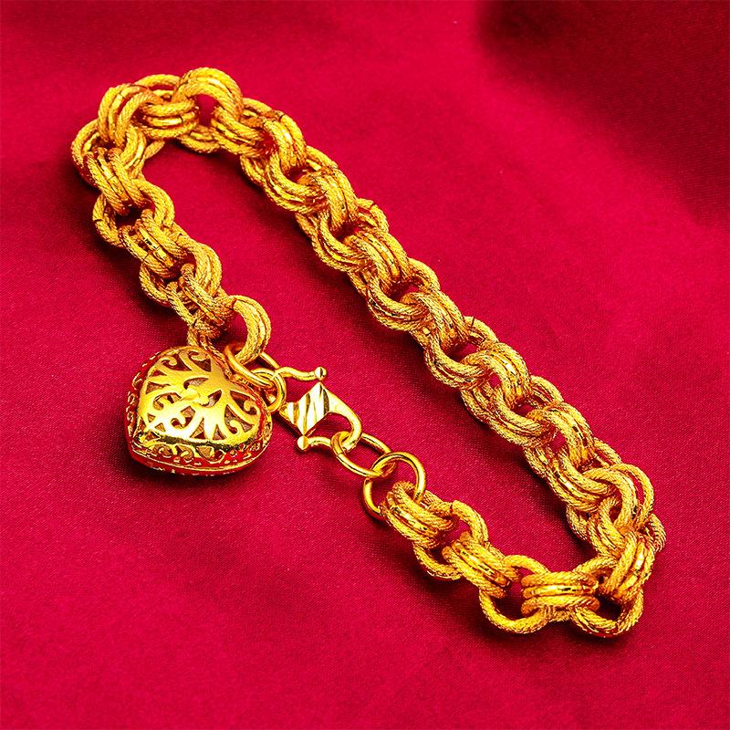 Gold Filled Women's Heart Bracelet Female Large Heart Bracelet Wholesale Heart Bracelet for Men Unique Design Daily Gift (L129)