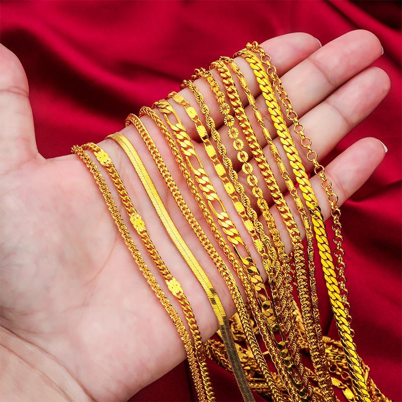 Gold Filled Wide Edge 60cm Long Necklace Boss Braided Caterpillar Necklace Wholesale Jewelry