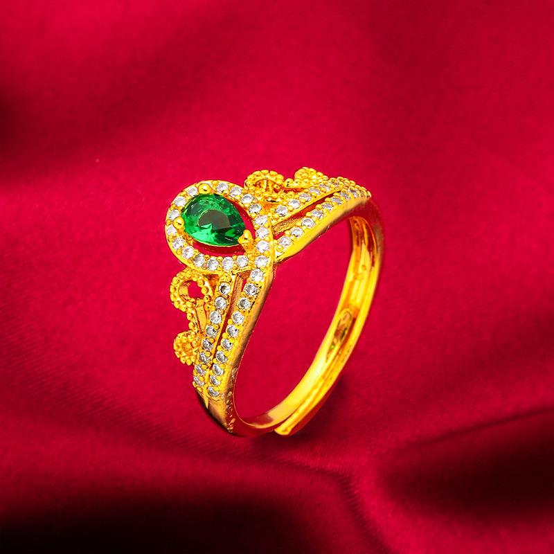 Gold Filled Jewelry Vietnam Gold Filled Women's Various Open Green Red Rings Women's Gold Filled Rings Gold Filled dainty ring (L119) unique design