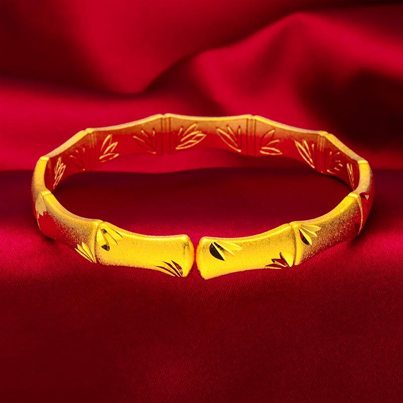 New Wholesale Lucky Bamboo Knot Bracelet Gold Filled Open Bamboo Bracelet for Women Imitation Gold Jewelry Bracelet Wholesale