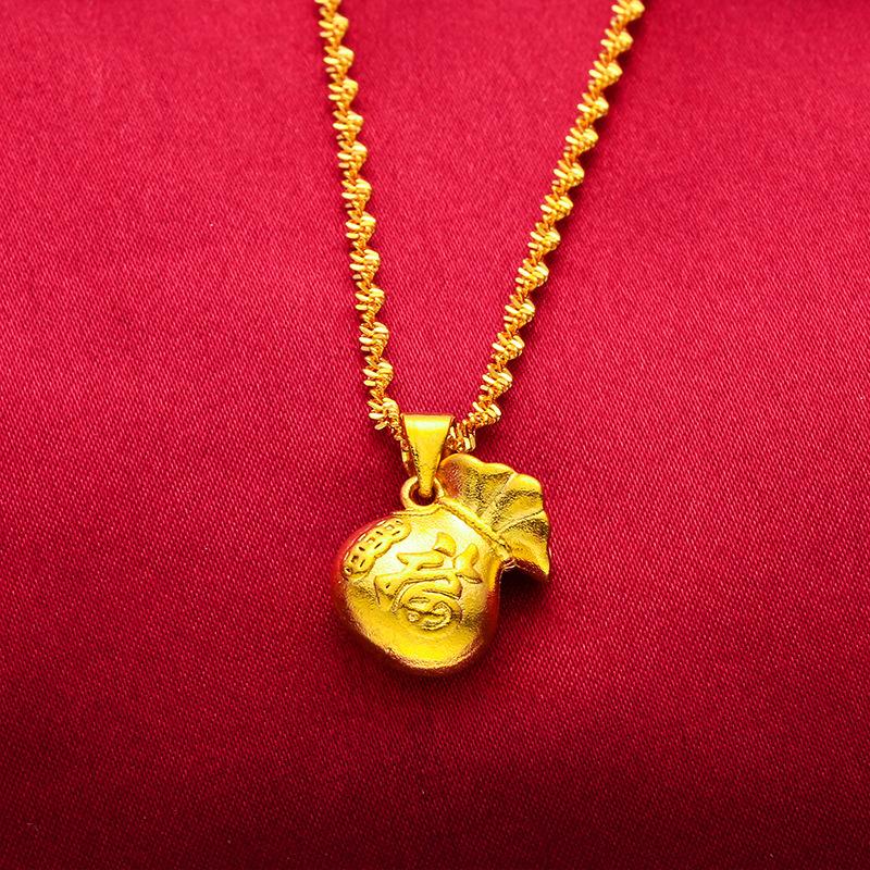 24K Gold filled Lucky money Bag Pendant Lucky Bag Internet Celebrity Live Money Bag Jewelry for Women Sand Gold filled Money Bag Flower Pendant arpurraina money attraction bracelet (L117) daily gift mom ever book necklace unique design