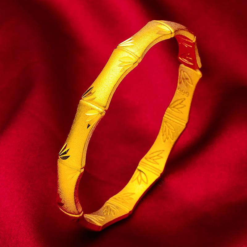 New Wholesale Lucky Bamboo Knot Bracelet Gold Filled Open Bamboo Bracelet for Women Imitation Gold Jewelry Bracelet Wholesale