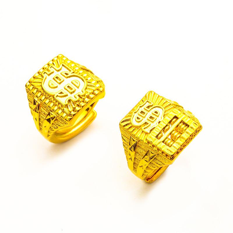 Money Attraction Ring Gold Filled Men's Bold Open Abacus Fashion Large Jewelry Wholesale Handmade Wedding Copper Finish L087 unique design