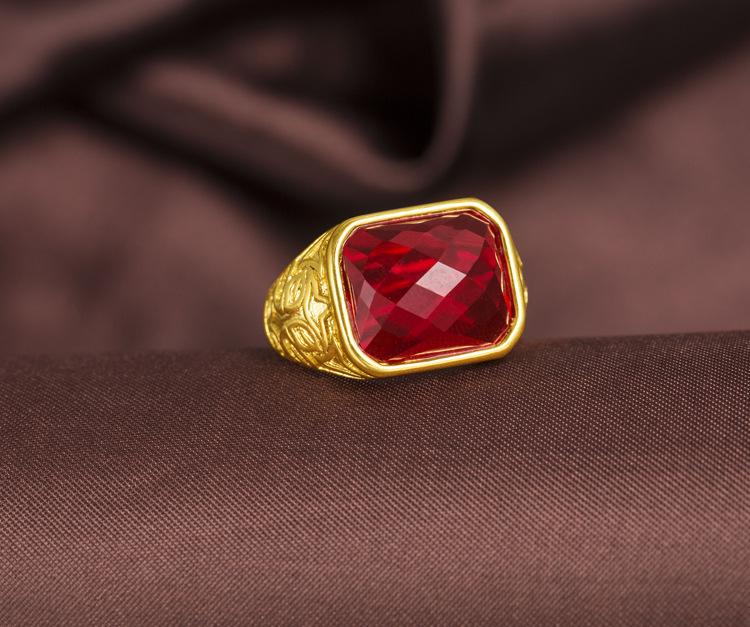 24K Gold Plated Accessories Exaggerated Rich Gold Agate Ring Adjustable Men's Ring Wedding Gold Jewelry (L118) unique design
