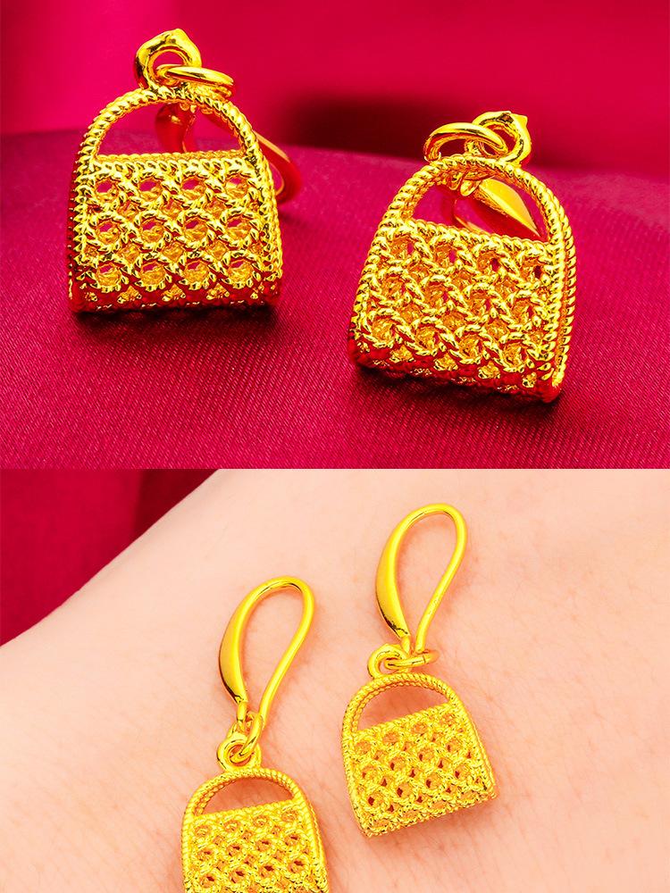 Gold Filled Women's Fashion Earrings(L088) Bag Earrings Gold Filled Jewelry Coin Earrings Original Design Versatile Accessories for Various Settings