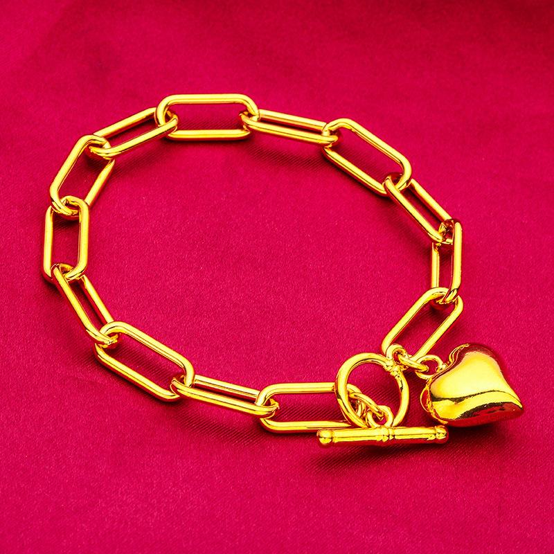 24K Gold Filled Women's Fashion Heart Bracelet (L063) Jewelry Wholesale Factory Live Streaming Dropshipping Elegant Design unique design