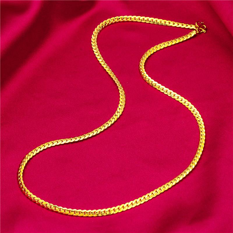 Gold Filled Wide Edge 60cm Long Necklace Boss Braided Caterpillar Necklace Wholesale Jewelry