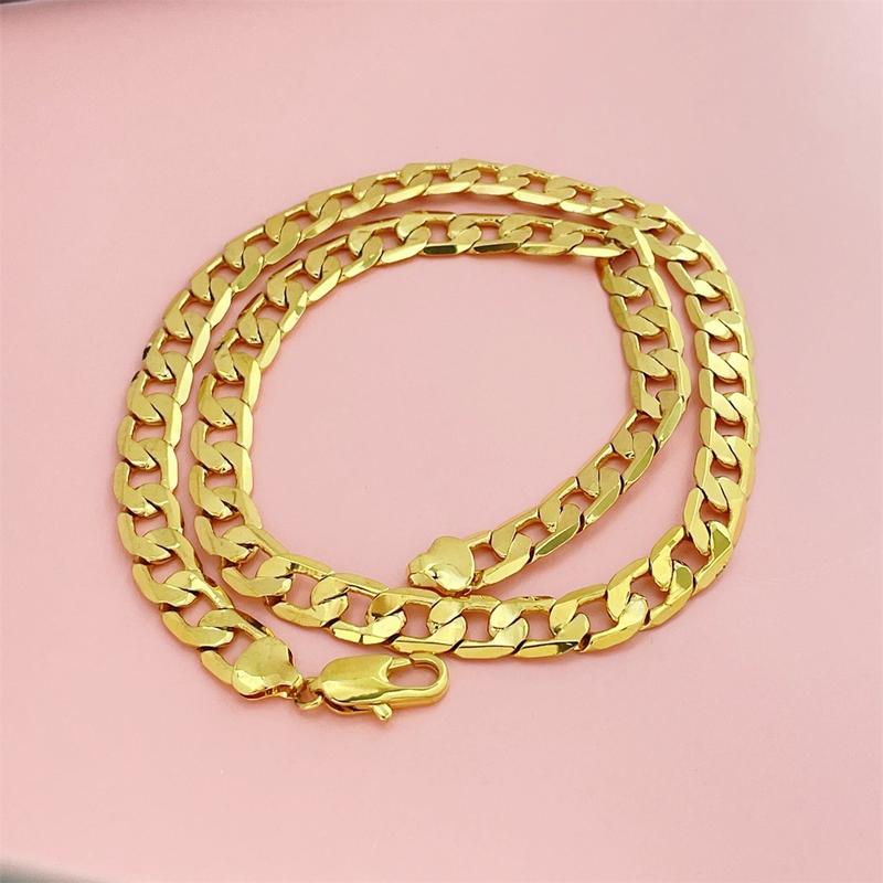 24K Gold Filled Vacuum Electroplating 10MM One-to-One Unisex Necklace Universal Geometric Hot Sale (L083)