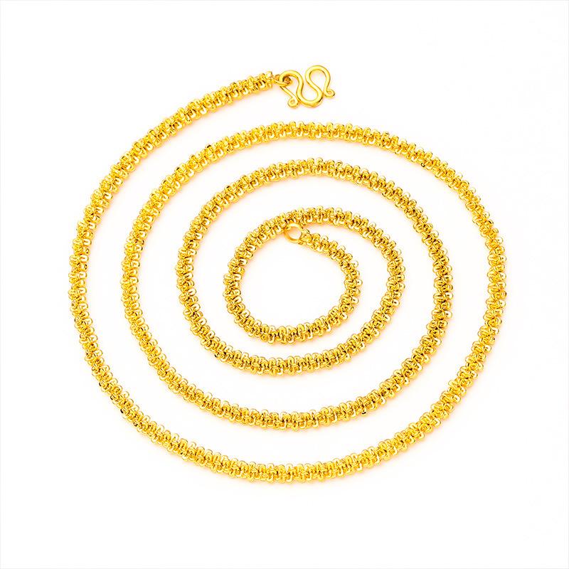 Gold Filled Wide Edge 60cm Long Necklace Boss Braided Caterpillar Necklace Wholesale Jewelry
