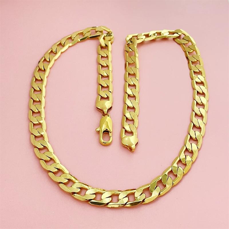 24K Gold Filled Vacuum Electroplating 10MM One-to-One Unisex Necklace Universal Geometric Hot Sale (L083)