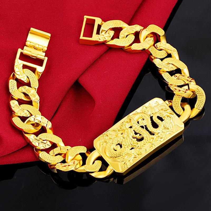 24K Gold Filled Factory Price Direct Wholesale Jewelry Wrist Chain (L012) Copper Plated 24K Gold Men's Bracelet Gift