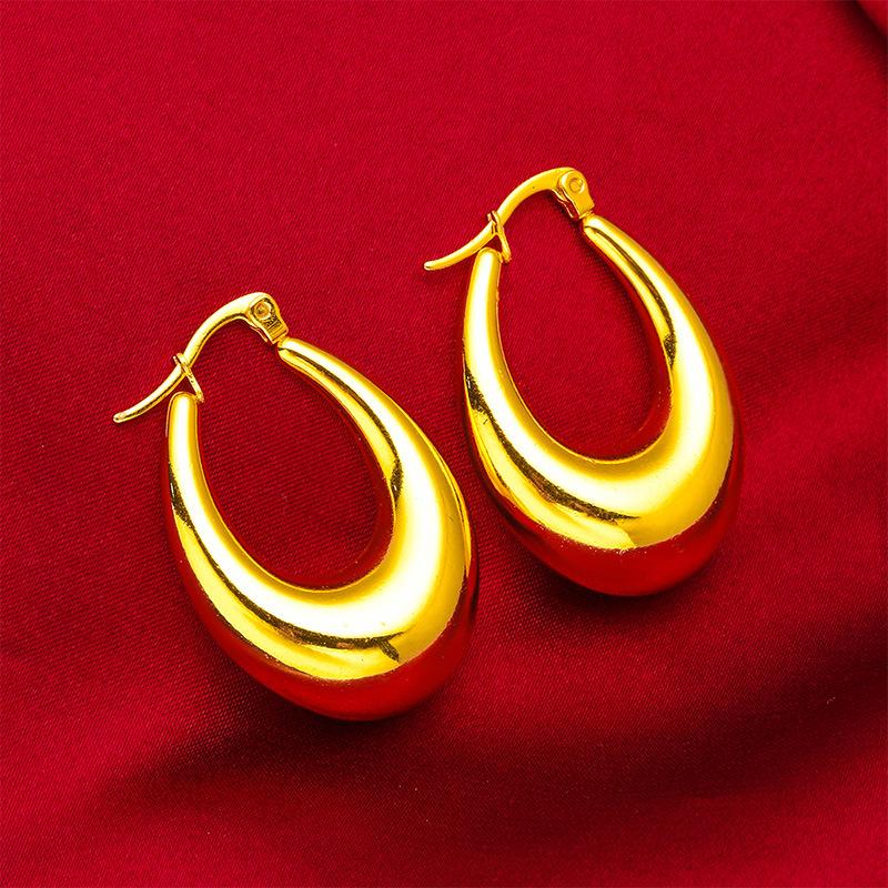 Gold Filled Women's Hip Hop U-shaped Style Earrings Jewelry Wholesale Hollow Earrings Daily Gift