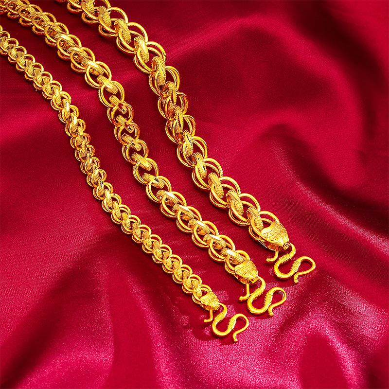 Gold Filled Men's Necklace Thai Chain Ethnic Style Brass Gold-filled Jewelry 12mm bold  necklace men hiphop jewelry (L125) unique design