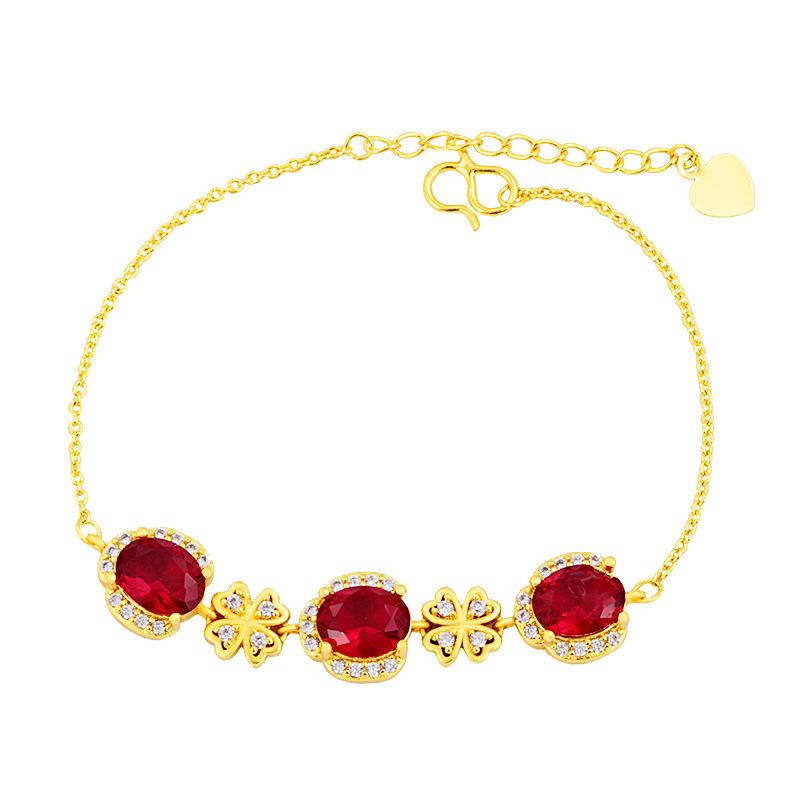 New 18K Gold Filled Topaz Necklace Luxury Water Drop Pear Shape Chain Pendant Jewelry Wholesale with Red Gemstones