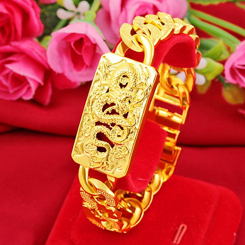 24K Gold Filled Factory Price Direct Wholesale Jewelry Wrist Chain (L012) Copper Plated 24K Gold Men's Bracelet Gift