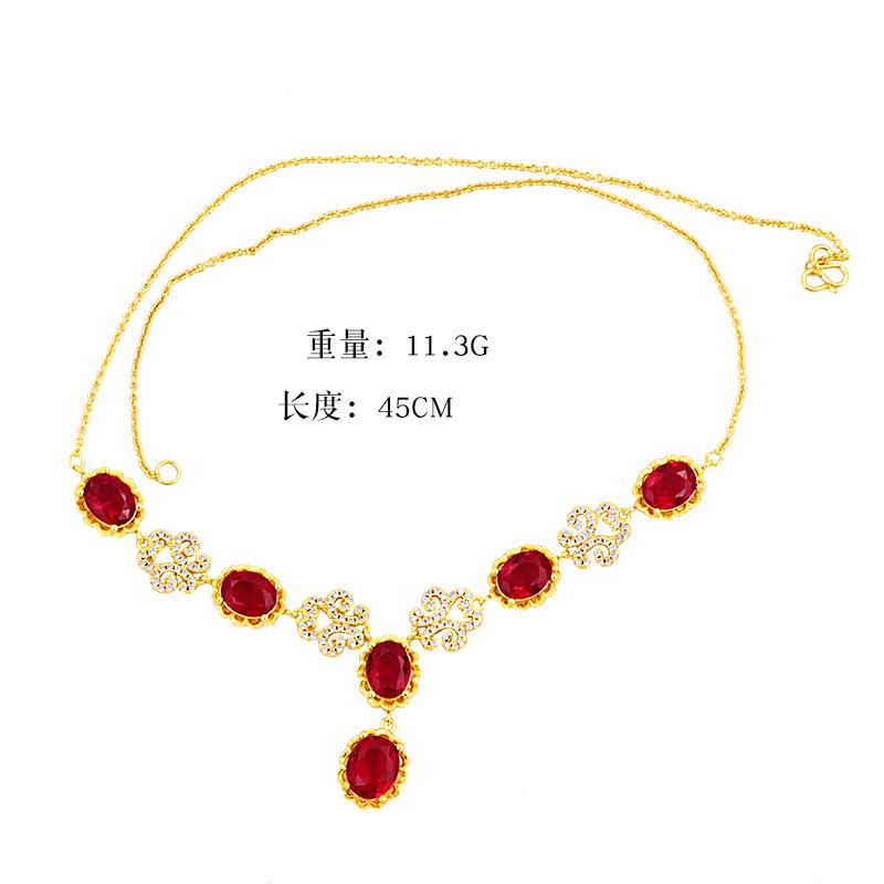 New 18K Gold Filled Topaz Necklace Luxury Water Drop Pear Shape Chain Pendant Jewelry Wholesale with Red Gemstones