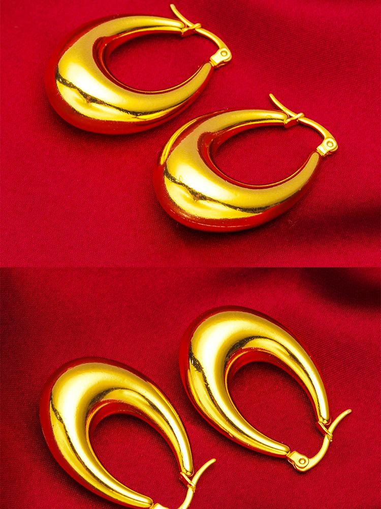 Gold Filled Women's Hip Hop Style U-shaped Earrings Jewelry Wholesale Hollow Earrings