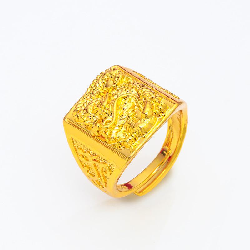 Gold Dragon Ring Embossed Domineering Men's Opening Ring (L066) Brass Electroplated 24K Gold Jewelry Euro Jewelry handmade  wedding  rings