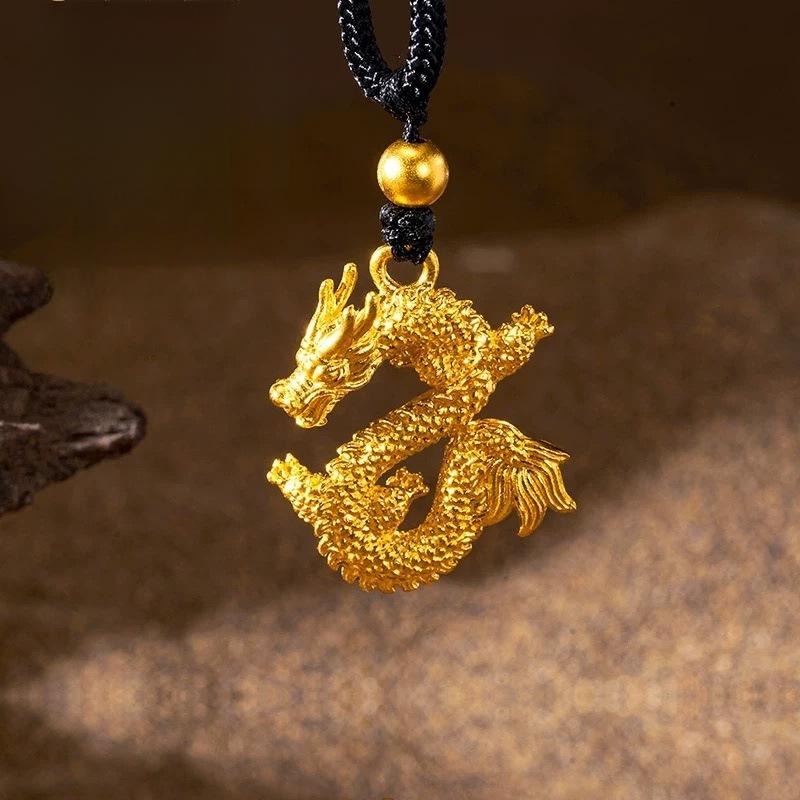 Herencia Jewelry New Vietnamese Sand Gold Flying Dragon Pendant(L075) Zodiac Dragon Necklace for Men and Women High-end Ethnic Jewelry Wholesale Initial Pendant Necklace
