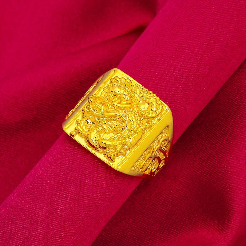Gold Dragon Ring Embossed Domineering Men's Opening Ring (L066) Brass Electroplated 24K Gold Jewelry Euro Jewelry handmade  wedding  rings